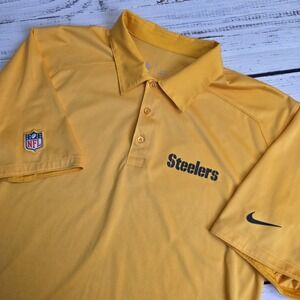 Nike Pittsburgh Steelers Dri-Fit On Field Short Sleeve Polo‎ Mens Medium Yellow